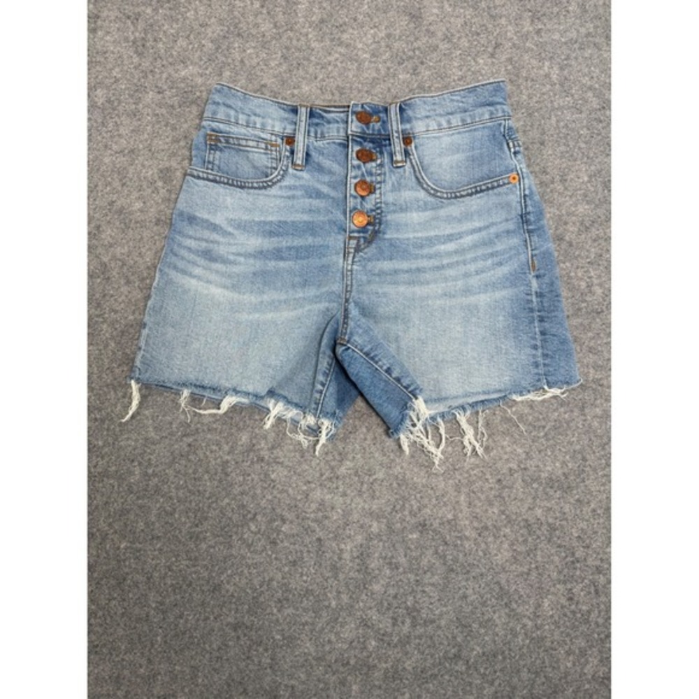 Madewell The Perfect Jean Shorts High Rise Button Fly‎ Distressed Denim
